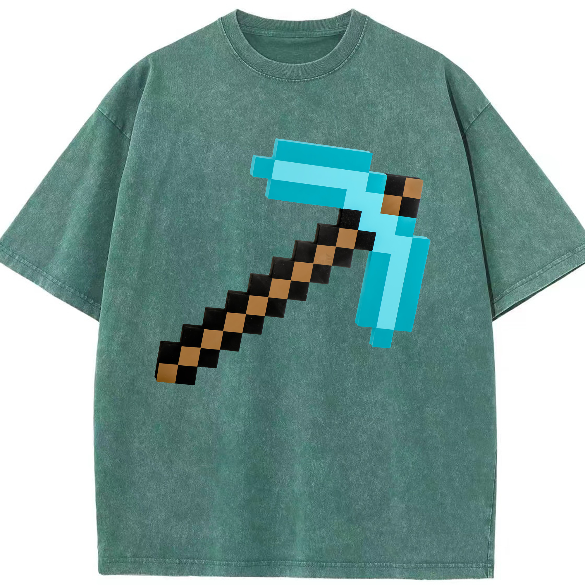 （画像用） マインクラフト ブロックの世界 Minecraft MC Block world 綿100% ヴィンテージ風 半袖Tシャツ（フロントプリント）